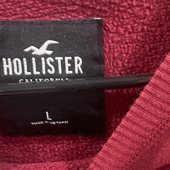 Hollister Cropped Red Striped Sweatshirt Women’s Sz L - Picture 5 of 6
